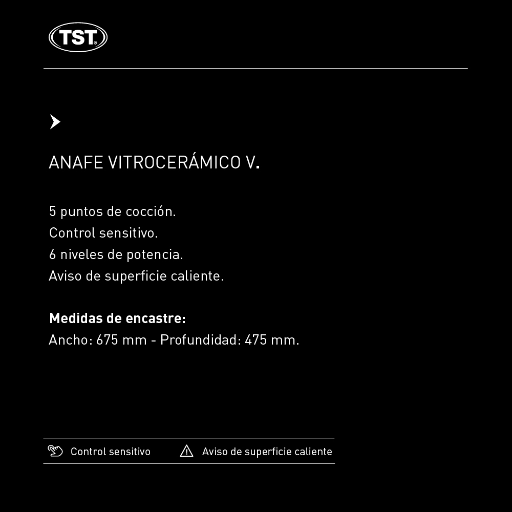 Anafe Vitroceramico TST 5 Hornallas Blanco - Image 3